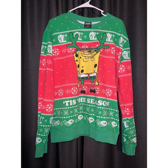 Ugly Christmas Sweater Sweatshirt Xmas Size Medium Spongebob - Picture 1 of 3